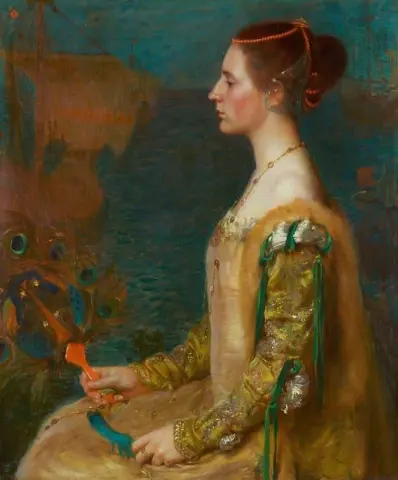 Frau mit Fächer ca. 1895