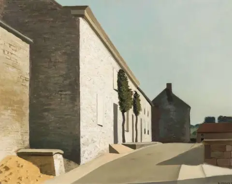 Strada belga con due pini, 1960 circa
