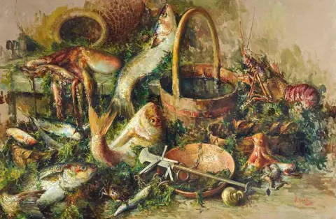 Asetelma kalan kanssa