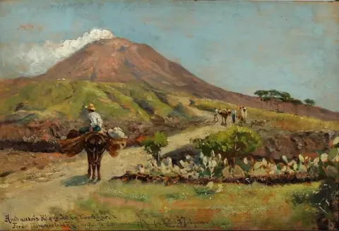 De weg naar het observatorium op de Vesuvius, 1895