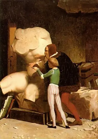 Michelangelo krijgt de torso van Belvedere te zien - 1849
