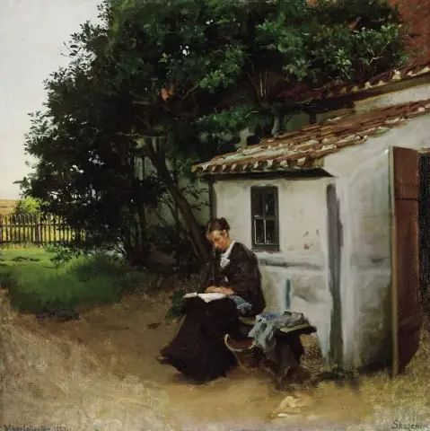 The Artist S Wife Outside Their House In Skagen