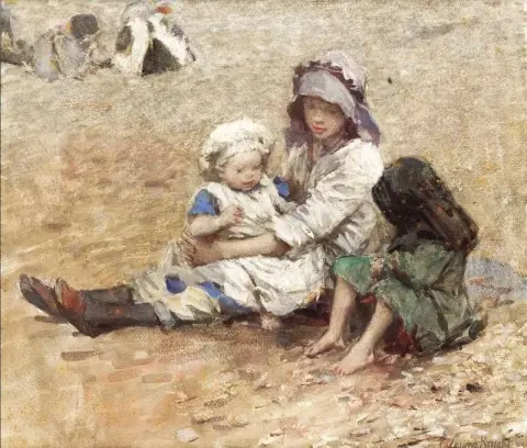 Children On The Beach Ca. 1907
