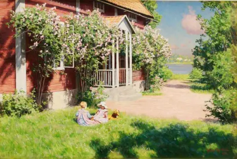 Kinder in einem sonnigen Garten
