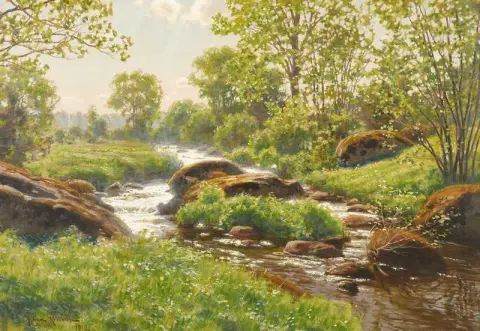 Landschaft mit plätscherndem Bach 1