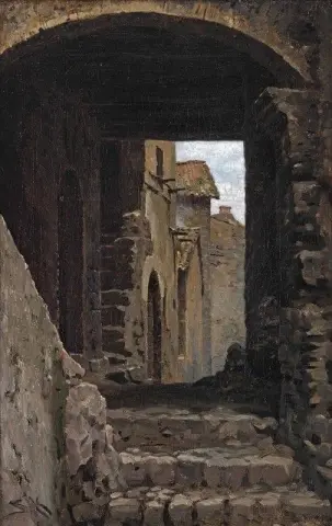 Auf der Treppe Sora 1880