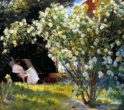 Rose o la moglie dell'artista nel giardino di Skagen 1893