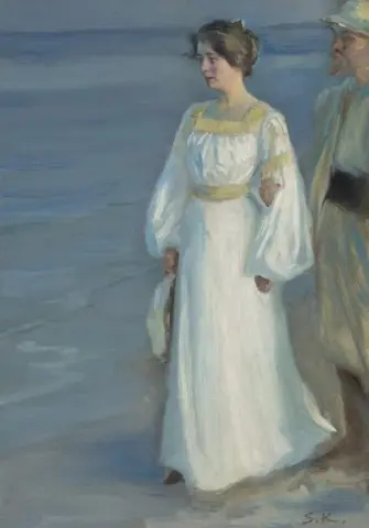 Sommerkveld På Skagen Strand Portrett Av Kunstnerens Kone