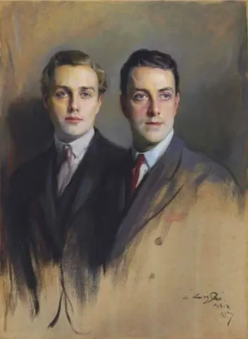 Doppio ritratto di Reginald Wright e John Brady Wright, il suo figliastro, a mezzo busto, 1927
