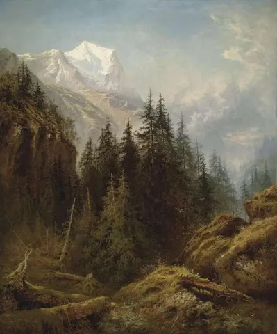 Wetterhorn fra oven Rosenlaui ca. 1872-76
