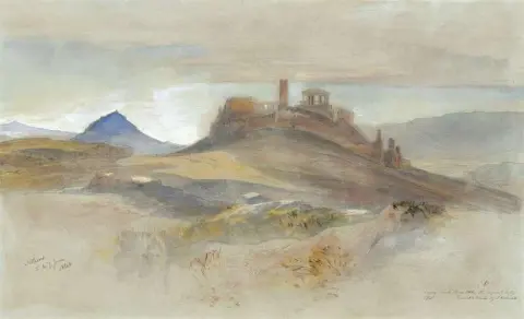 Akropolis fra sørvest med tempelet til Athena Nike 1848