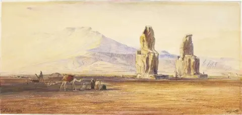 Kolossene av Memnon Theben Egypt 1854