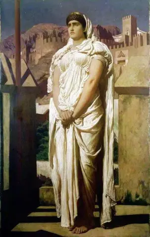 Clitemnestra de las almenas de Argos vigila los fuegos de las balizas que anunciarán el regreso de Agamenón hacia 1890