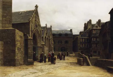 Nach Der Masse em Saint-melaine em Morlaix 1875