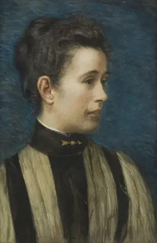 Retrato de Miss Isla Martin com um broche de flecha