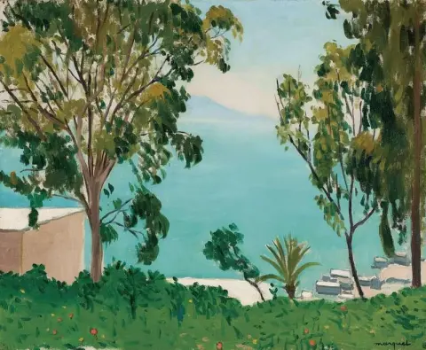 La playa vista a través de los eucaliptos 1923