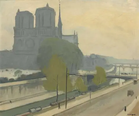 Notre-Dame vista dalle banchine di sera, 1922