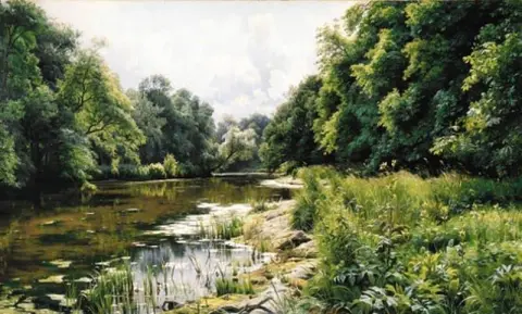 Un paesaggio fluviale boscoso 1908