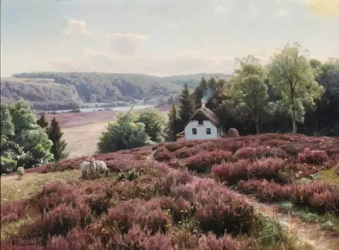 Landscape With Sheep Grazing In The Heath In Virklund Jutland 1923