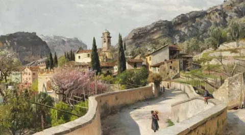 Spring Day With Fruit Trees In Bloom In Torbole At Lake Garda 1909
