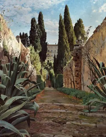Steps Leading Up To Villa D Este. View From Tivoli Near Rome