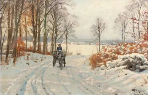 Winter Forest With Horse Carriage 1932