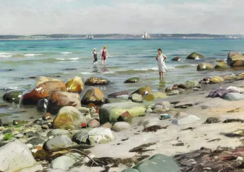 Young Women Bathing At The Beach At Alsgarde 1921