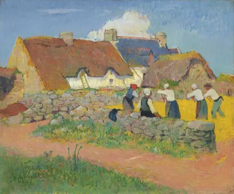 Vehnän puinti kylässä 1894