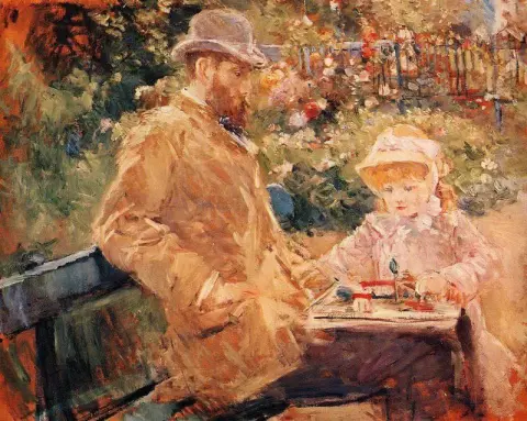 Eugene Manet ja hänen tyttärensä Bougivalissa 1881