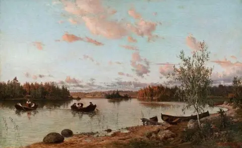 Riverbank At Sunset 1872