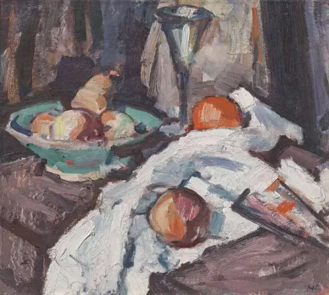 Stilleben med vinglass og frukt ca. 1929