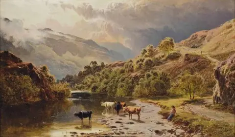 Облака рассеиваются над рекой Конви, Уэльс, 1870 г.