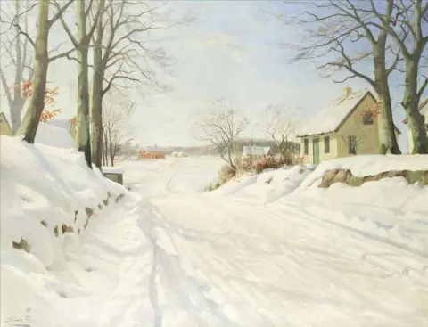Een besneeuwde weg