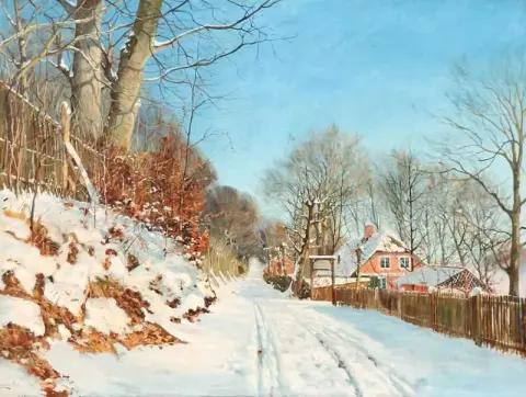 Door het restaurant Kongekilden in Klampenborg op een winterdag 1924