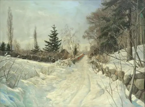 Bospad onder de sneeuw 1949