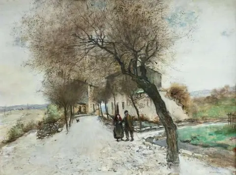 Figurer i en bygata ca 1890
