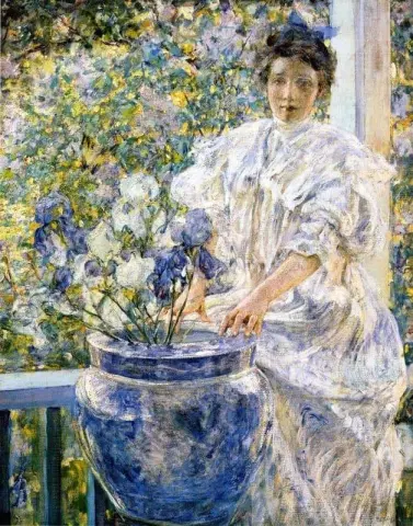 Donna sotto un portico con fiori, 1906 circa