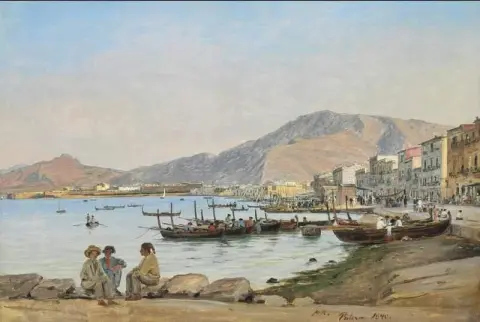 منظر على باليرمو في الخلفية، مونتي كاتالفانو، 1840