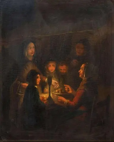 Figure In Una Stalla Del Mercato A Lume Di Candela
