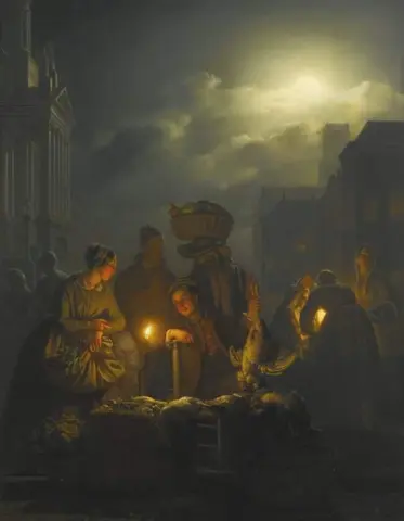 Mercato notturno nel Kaasmarkt Rotterdam, 1853 circa