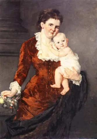 Queen Emma With Prinses Wilhelmina Carrying On The Arm