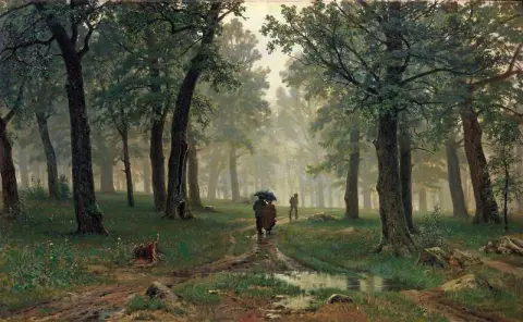 Regen im Eichenwald