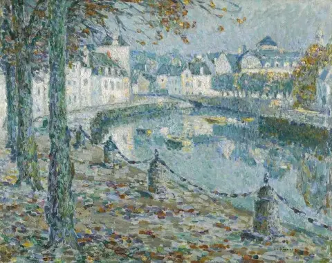 La pequeña ciudad por la mañana Quimperle 1919