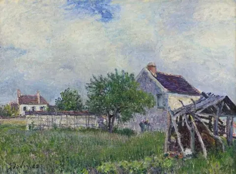 Oud huisje met rieten dak op de Zavel, 1885