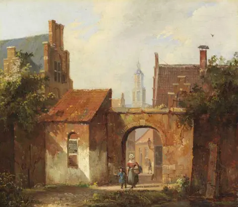 Hollandisches Stadtchen Mit Torbogen, около 1860 г.