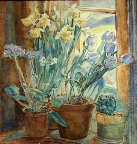 Spring Flowers At A Window