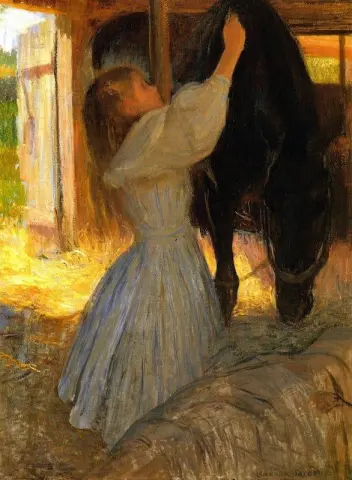 Barnskötsel av en häst ca 1896