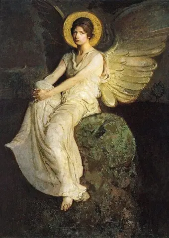 Figura alada sentada sobre una roca 1903-16