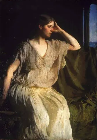Mujer con vestido griego hacia 1894
