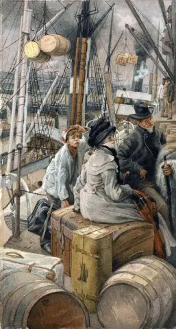 Väntar vid hamn